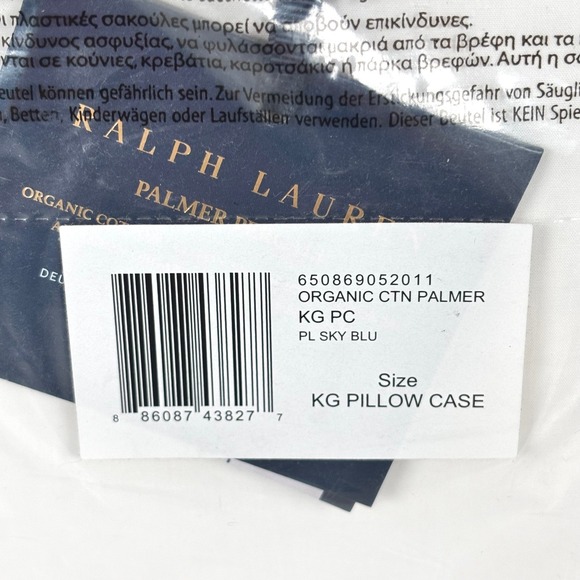 Ralph Lauren Palmer Percale King Pillowcases (2) Pale Sky Blue Cotton 21x40 NEW - Picture 5 of 5